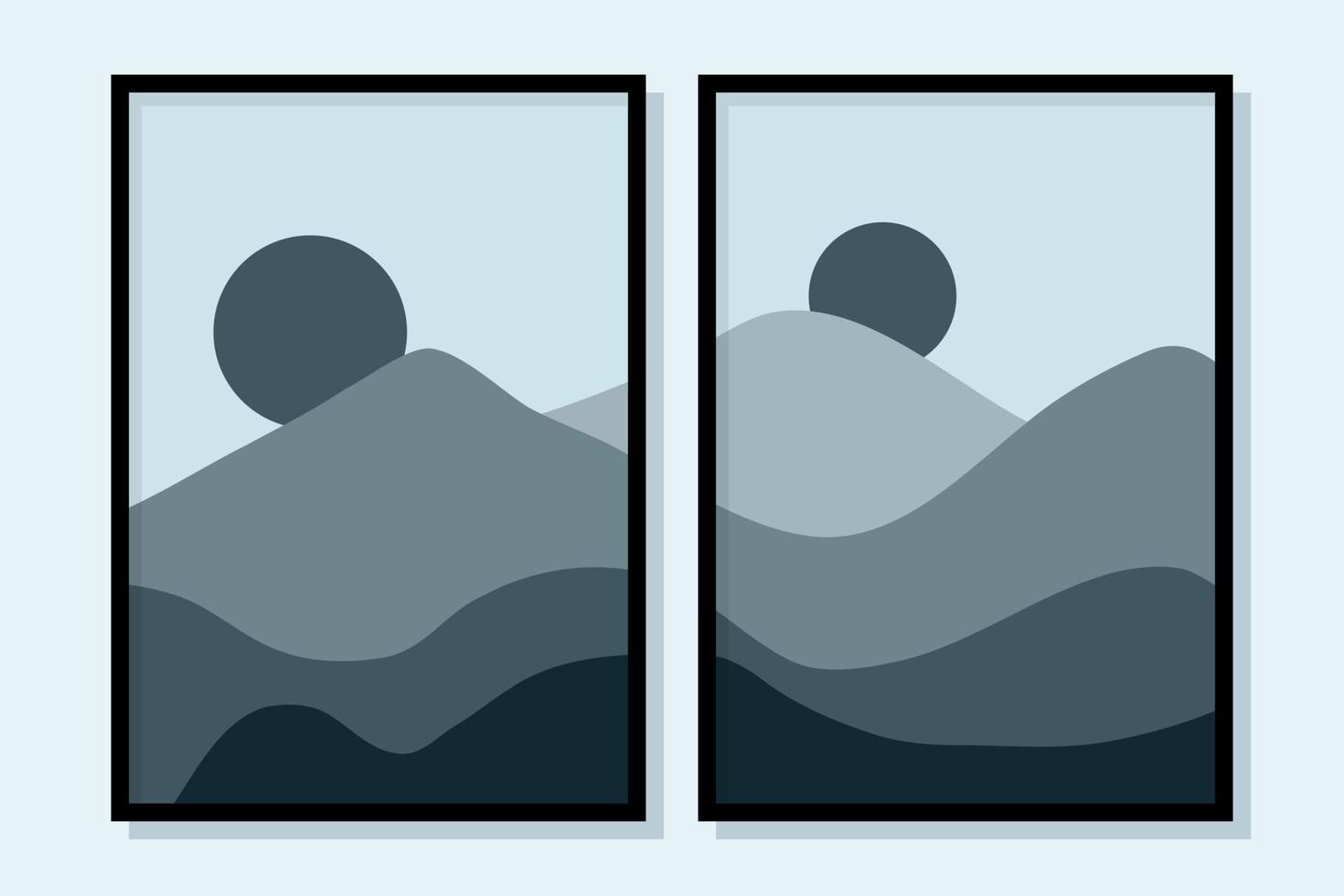 conjunto de hermosas ilustraciones de portada de póster de paisaje minimalista de estética contemporánea vector