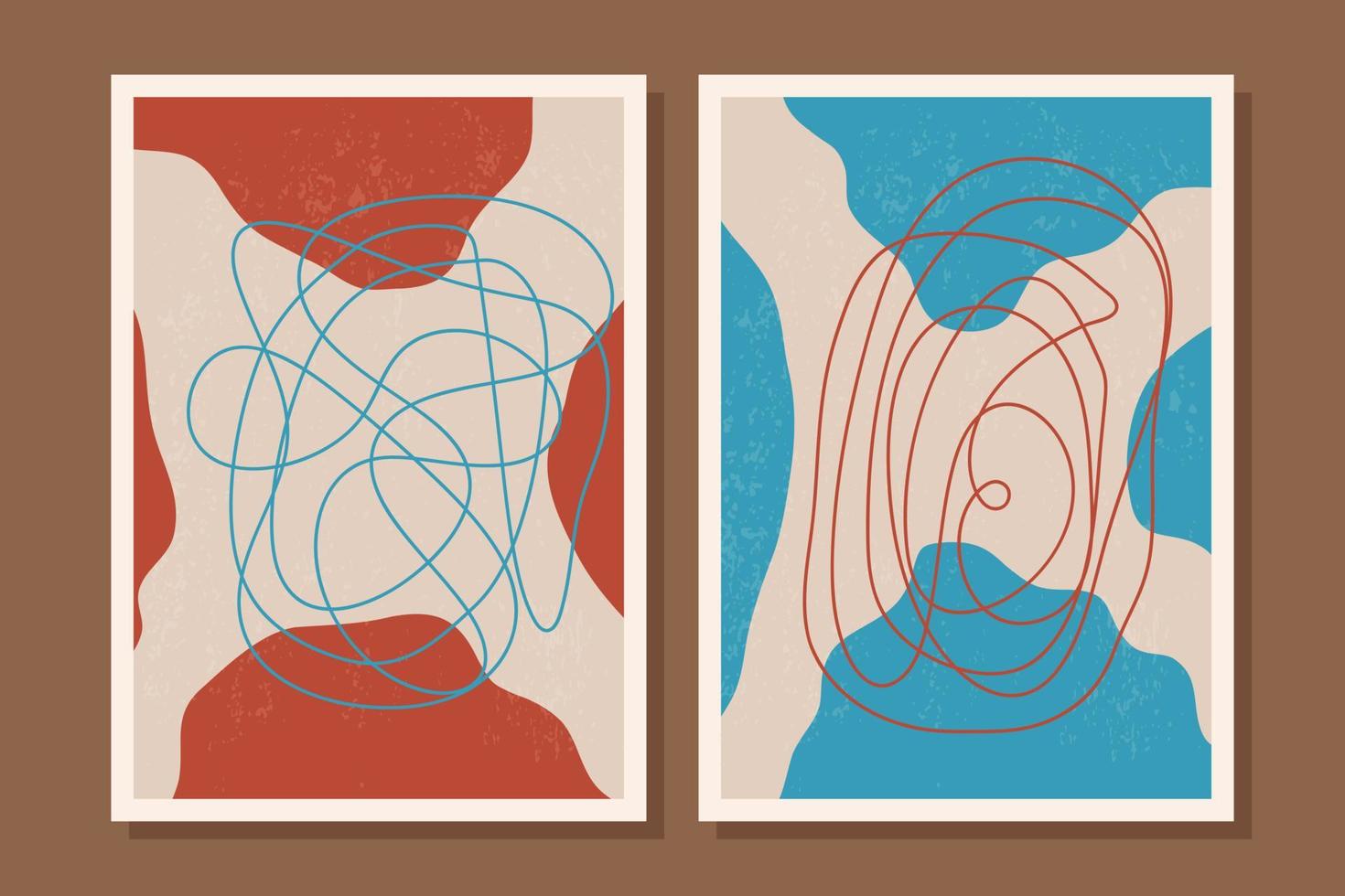 conjunto de estética abstracta de mediados de siglo, forma moderna, plantilla de portada de póster contemporáneo, ilustraciones mínimas y naturales para papel tapiz de postal de impresión artística vector