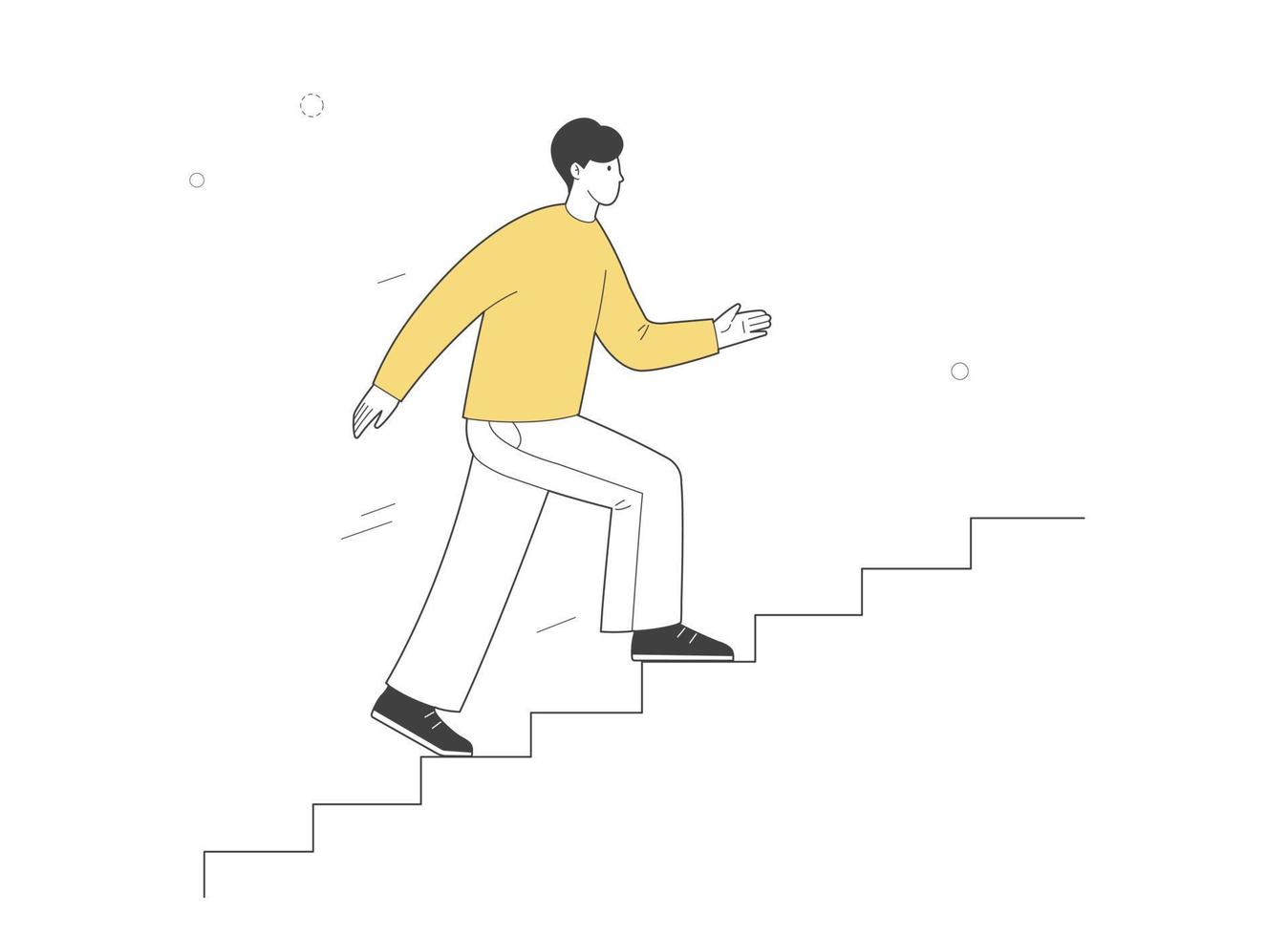 el hombre sube las escaleras. ilustración de contorno vectorial. vector