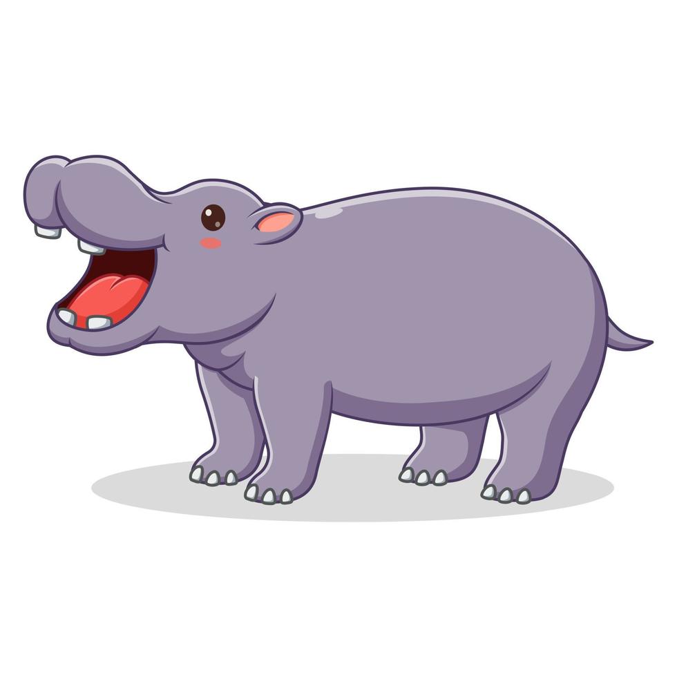 hipopótamo de dibujos animados aislado sobre fondo blanco, personaje de  dibujos animados de la mascota del
