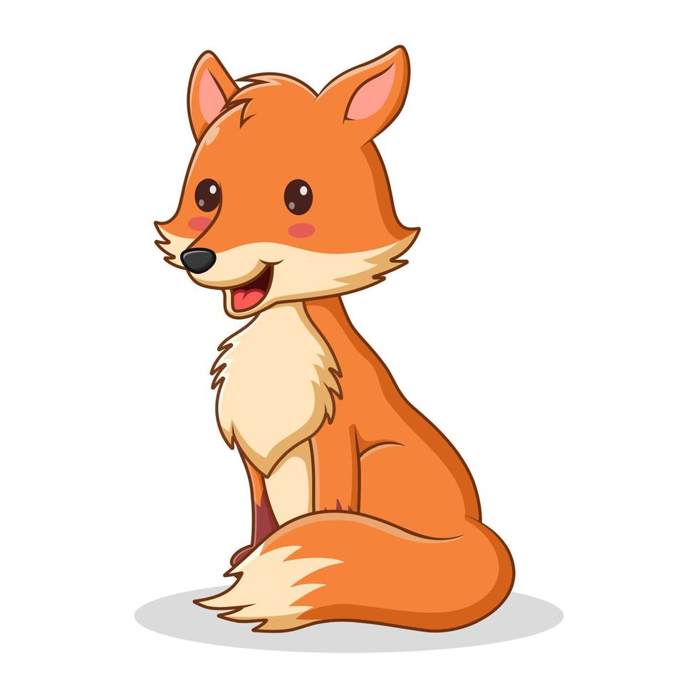Cartoon Fox Sitting isolated on White Background, Fox Mascot Cartoon Character. Animal Icon Concept White Isolated. Flat Cartoon Style Suitable for Web Landing Page, Banner, Flyer, Sticker, Card vector