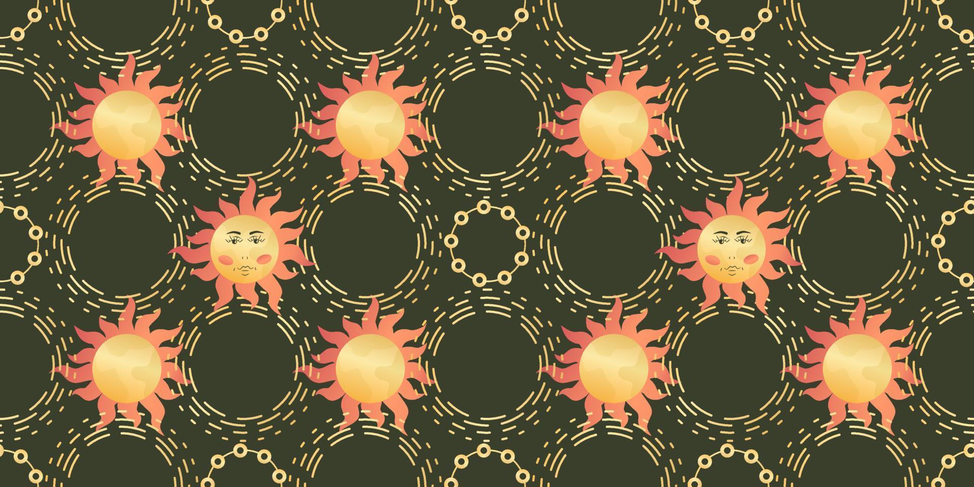 Celestial pattern with sun, great design for any purposes. Magic cosmic sky, abstract esoteric ornament vector