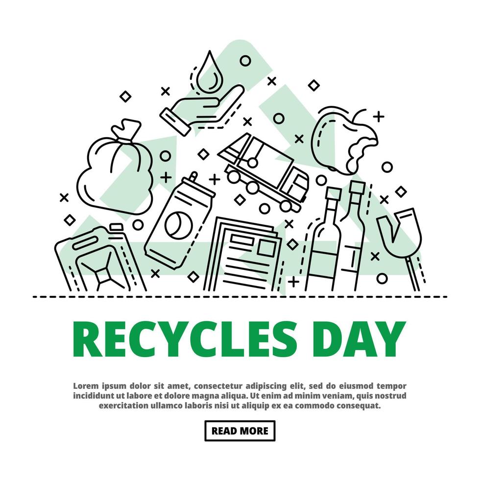 Recycles day concept background, outline style vector