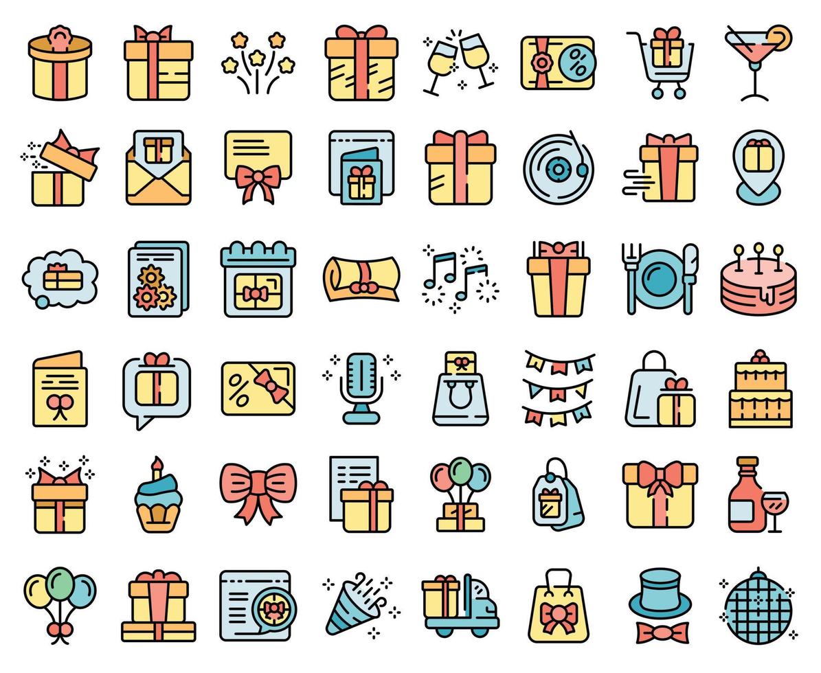 iconos de regalo de cumpleaños establecer vector plano