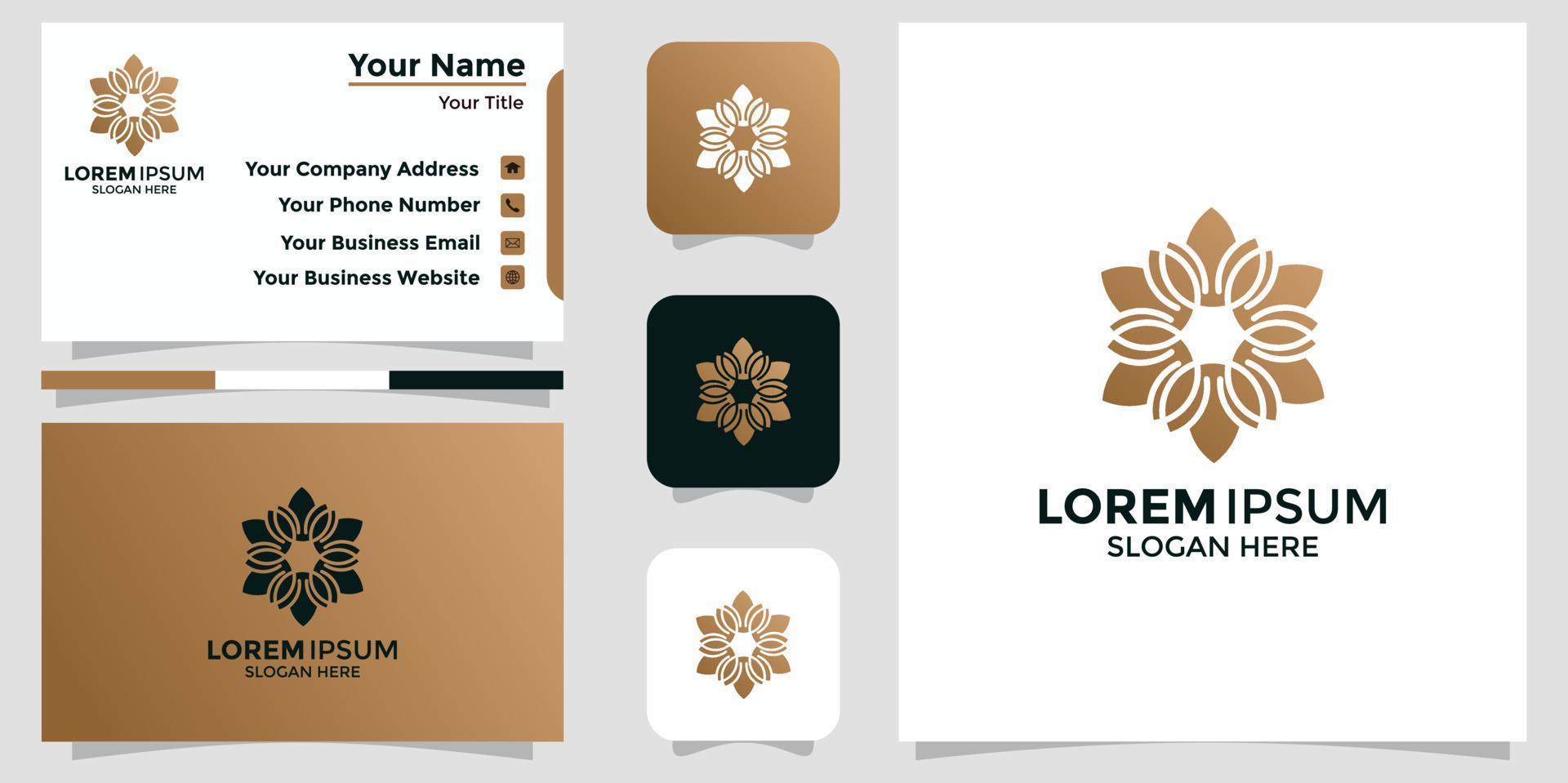logotipo de diseño floral y tarjeta de marca vector
