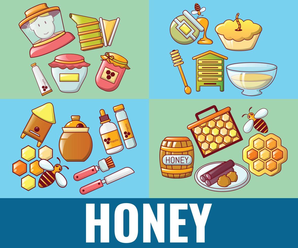 Honey concept banner, cartoon style vector