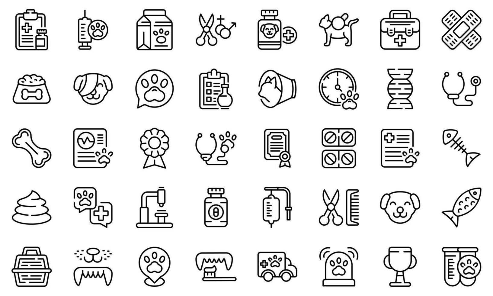 Veterinary clinic icons set, outline style vector