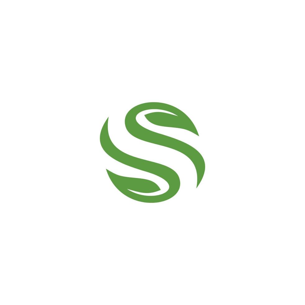 abstract letter S logo forming a green leaf vector