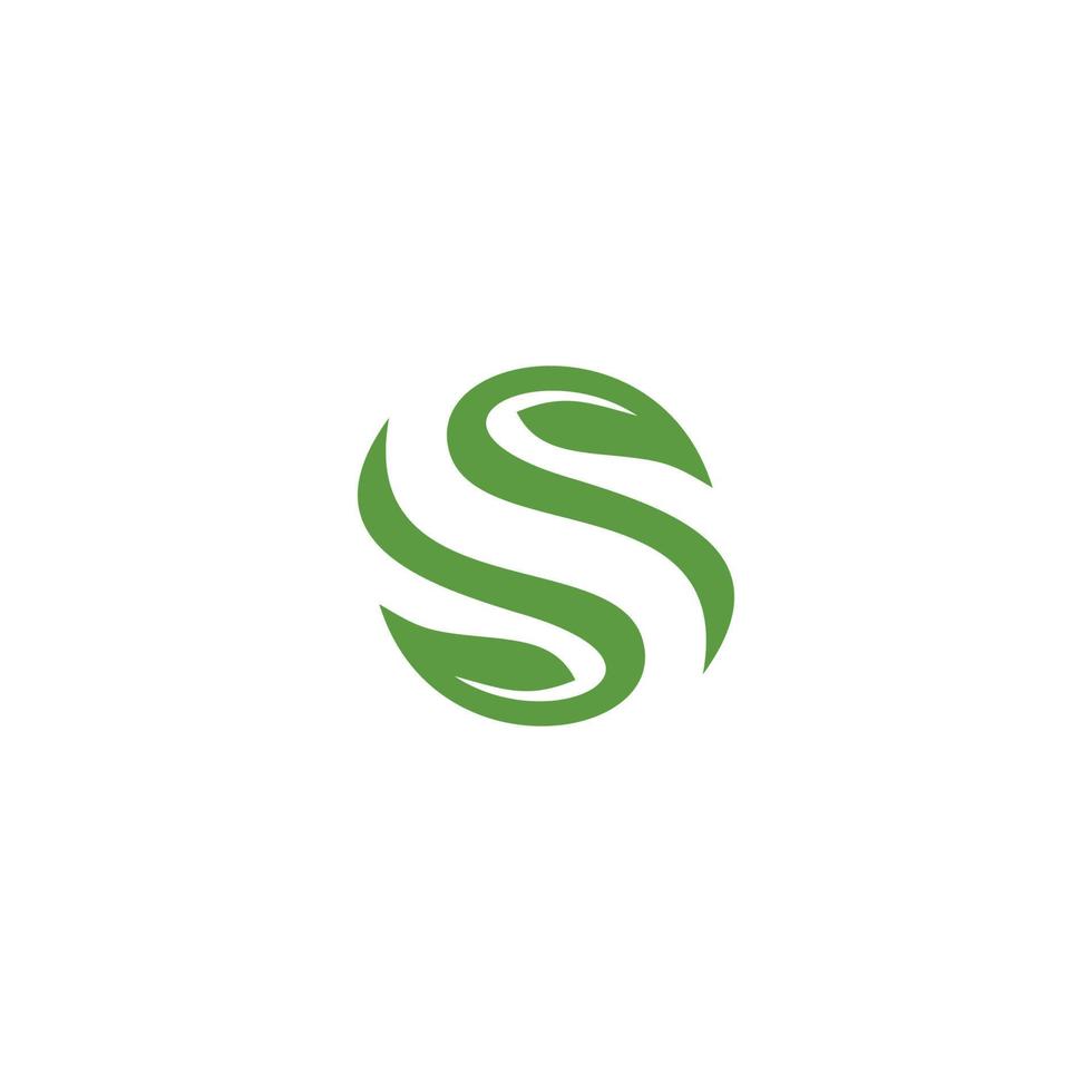 abstract letter S logo forming a green leaf vector