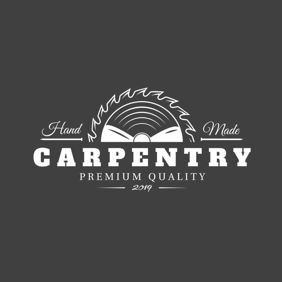 Carpentry label isolated on black background vector