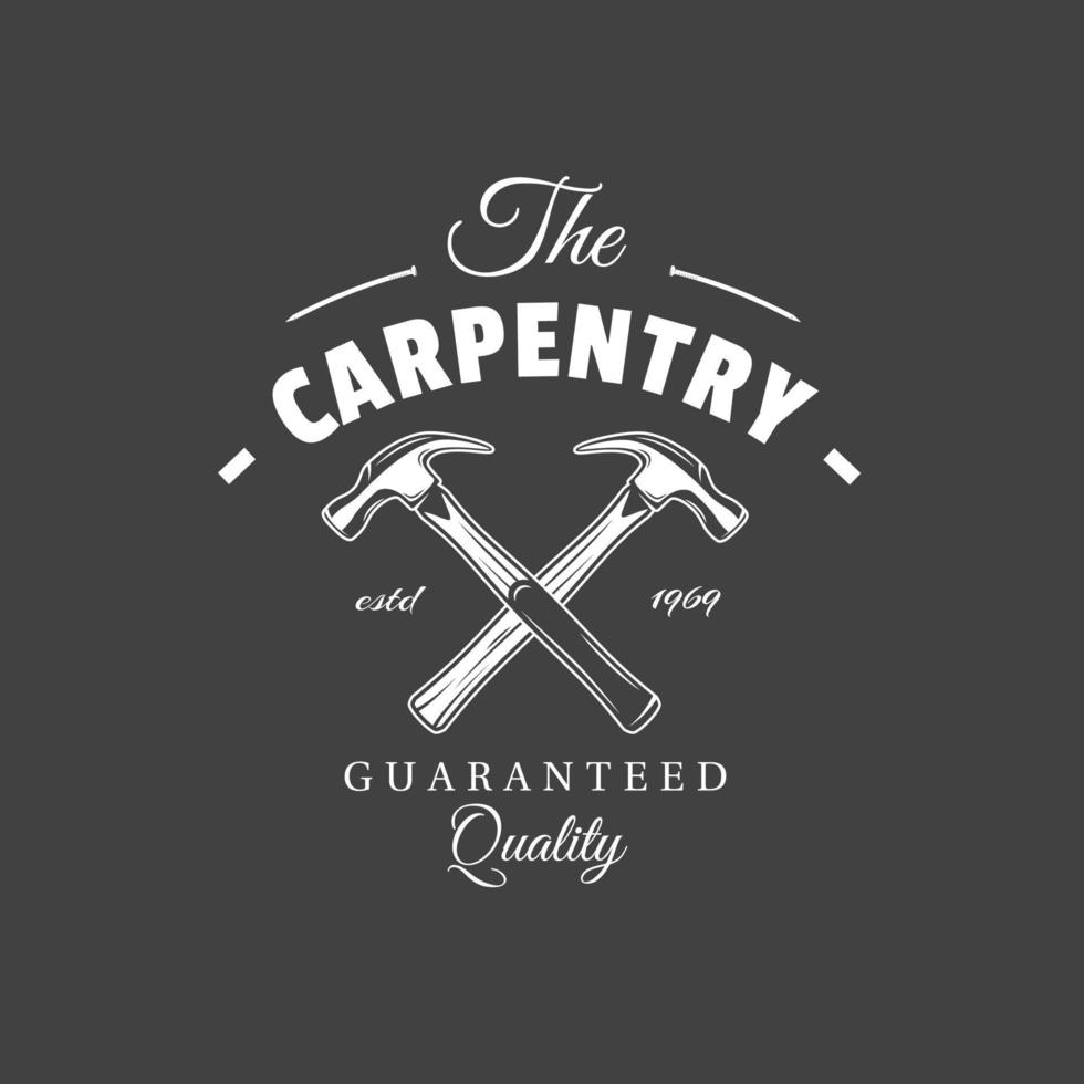 Carpentry label isolated on black background vector