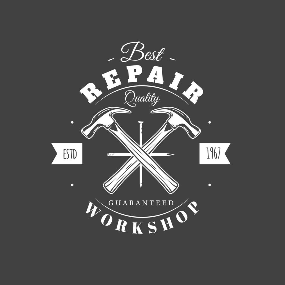 Carpentry label isolated on black background vector