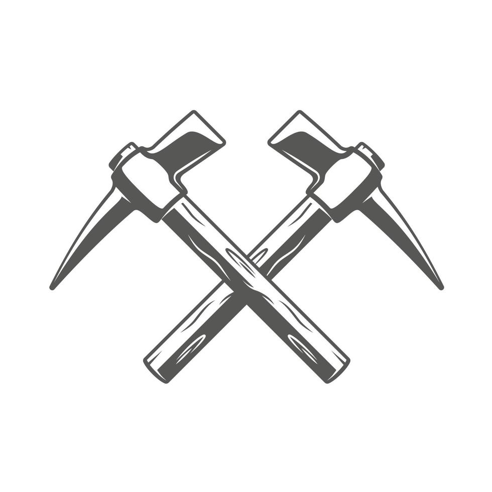 Vintage hammers located crosswise vector