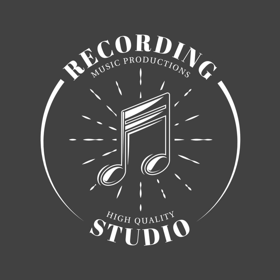 Music label isolated on black background vector