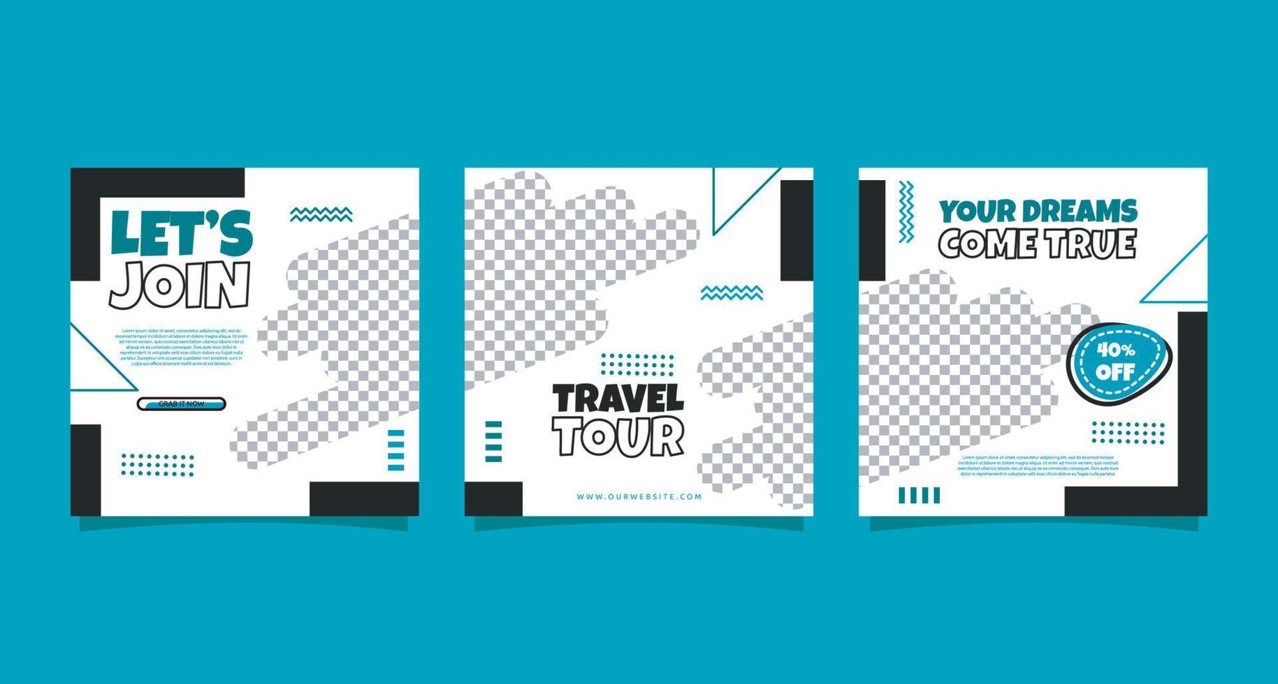 Tour Travel Holiday Vacation Promotion Poster Design Social Media Template vector