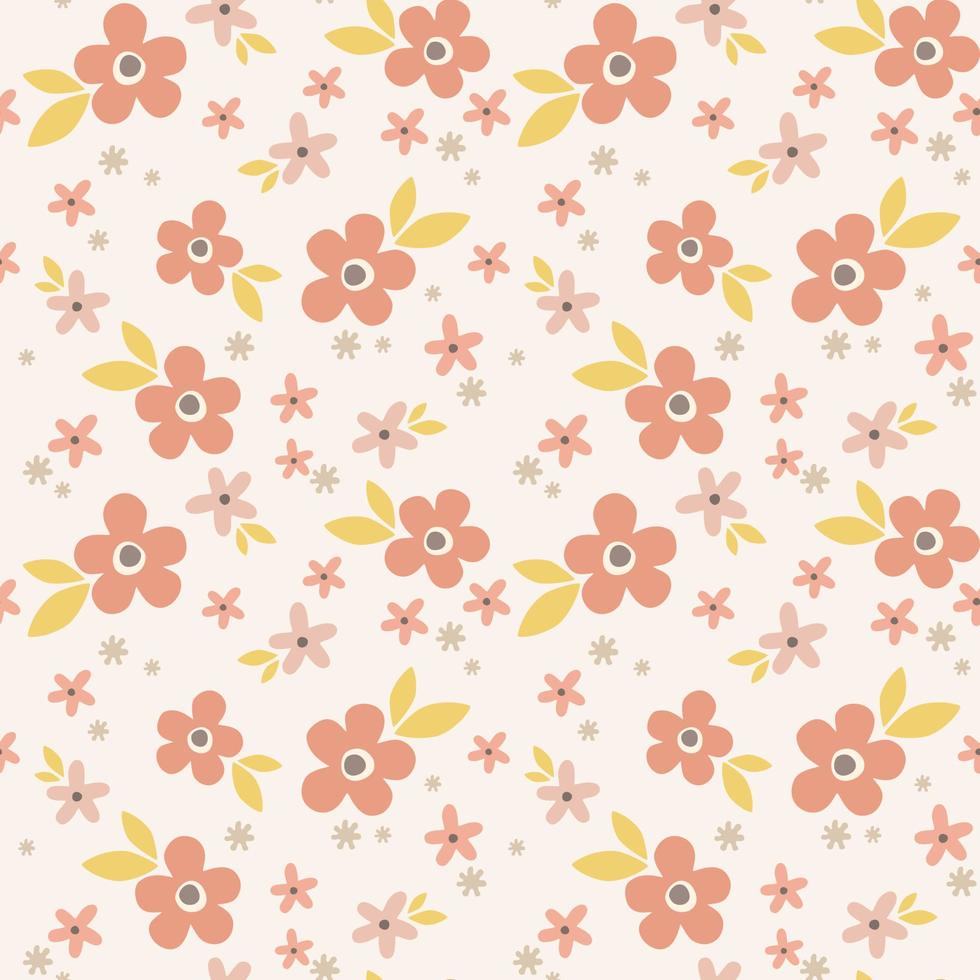 Cute floral vector pattern. Seamless flowers background.