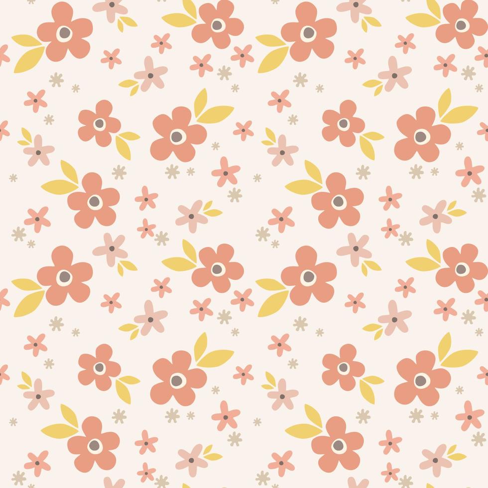 Cute floral vector pattern. Seamless flowers background.