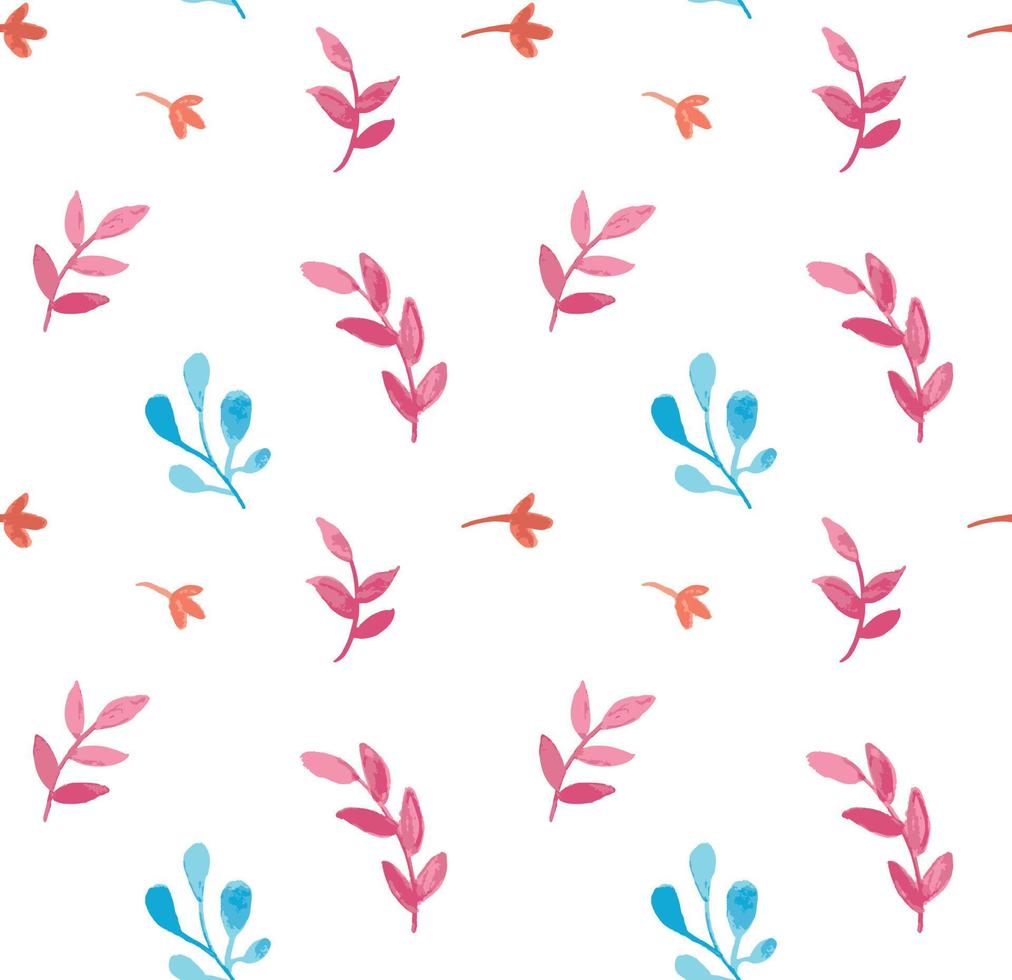 Leaves and branches vector pattern in hand drawn watercolor style. Delicate seamless background.