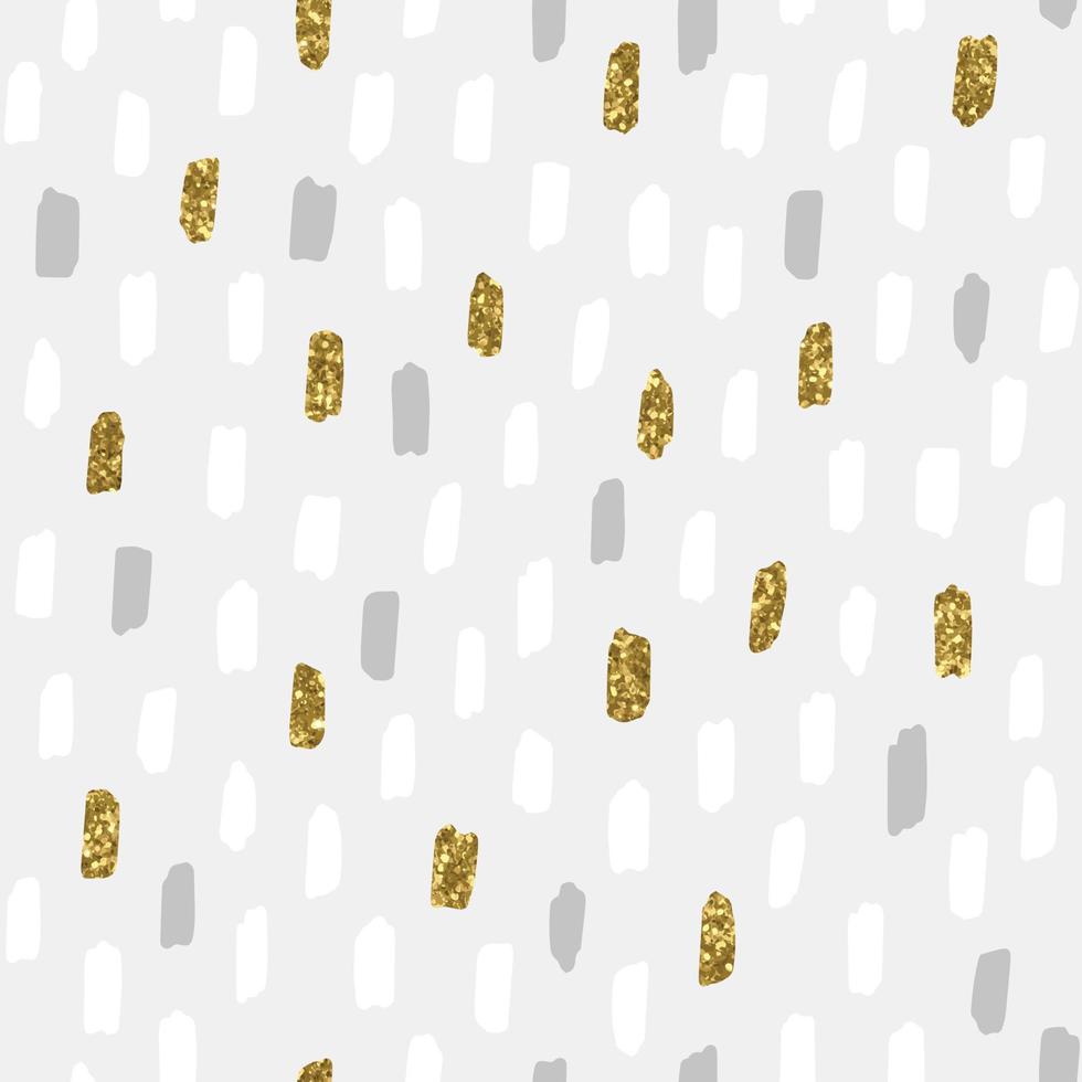 Seamless vector pattern with hand drawn paint strokes with gold glitter. Modern trendy design.