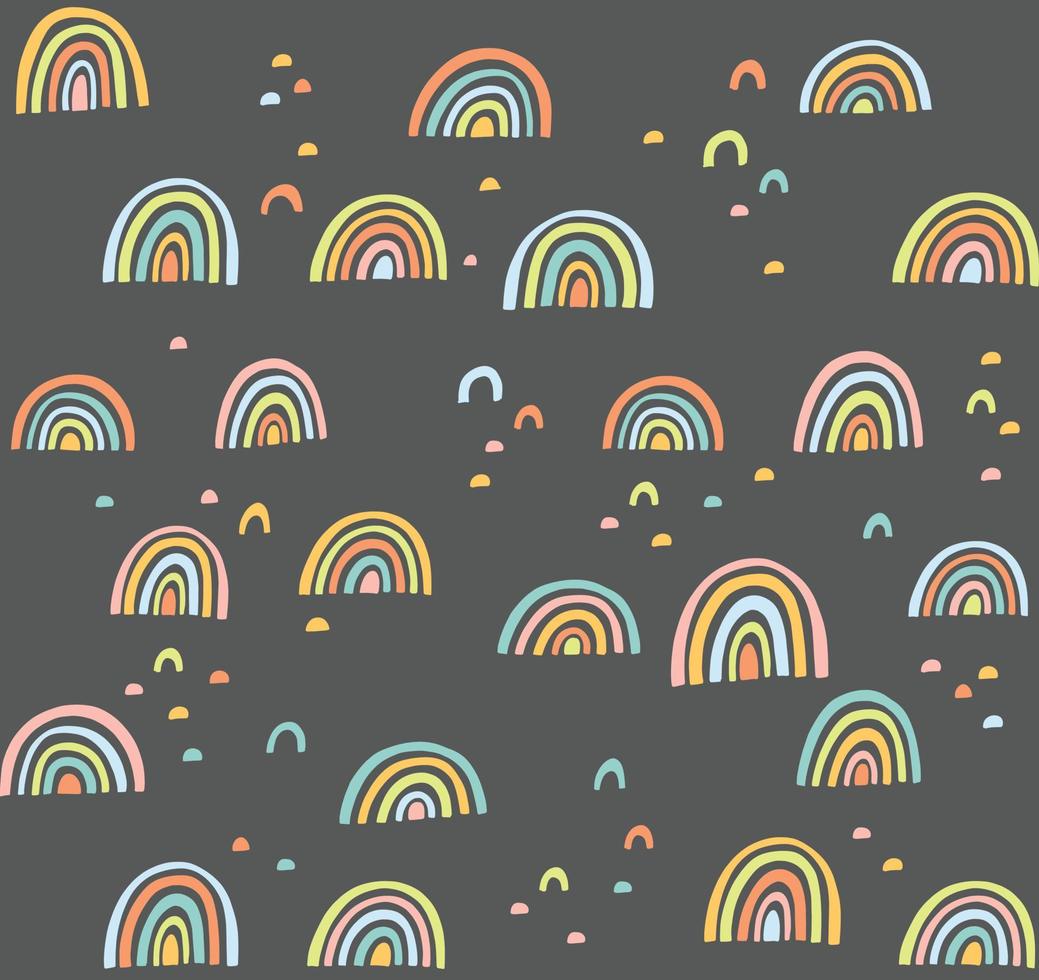 Hand drawn cute geometric pattern. Rainbow doodle vector abstract seamless background.