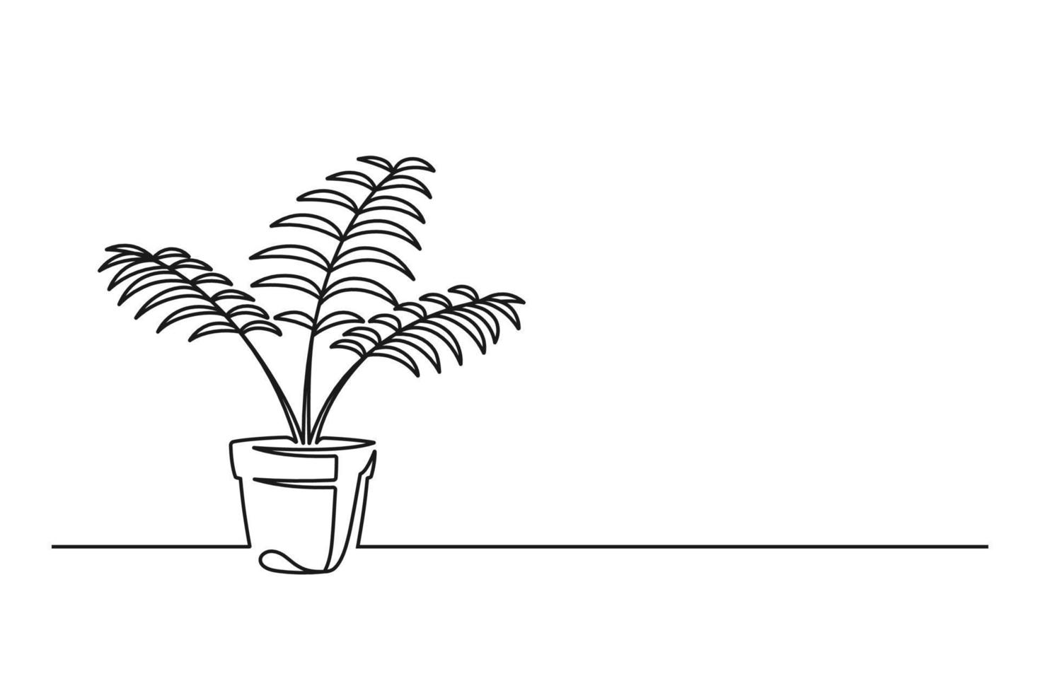 Continuous line drawing of a flower in a pot vector