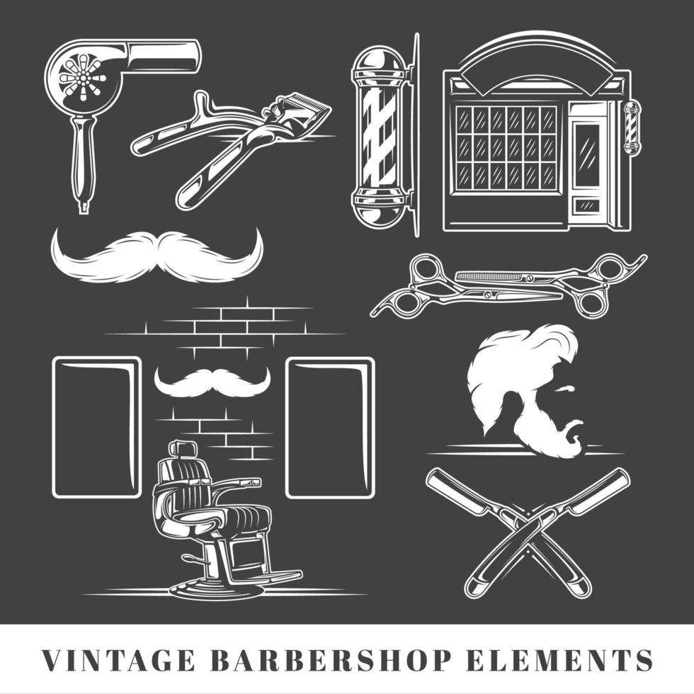 conjunto de elementos de la barbería vector