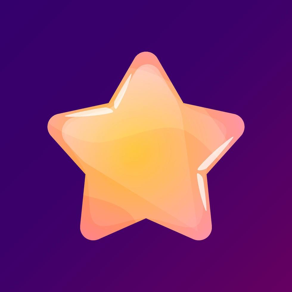 Game star isolated for ui interface design. Golden symbol of victory in the mobile application. Gold star for achievements. Cartoon vector illustration.