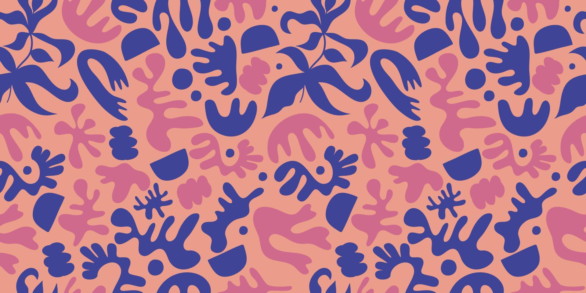 Bright matisse shape seamless floral pattern Flat vector illustration. Bright seamless pattern. Abstract matisse shape for decoration design