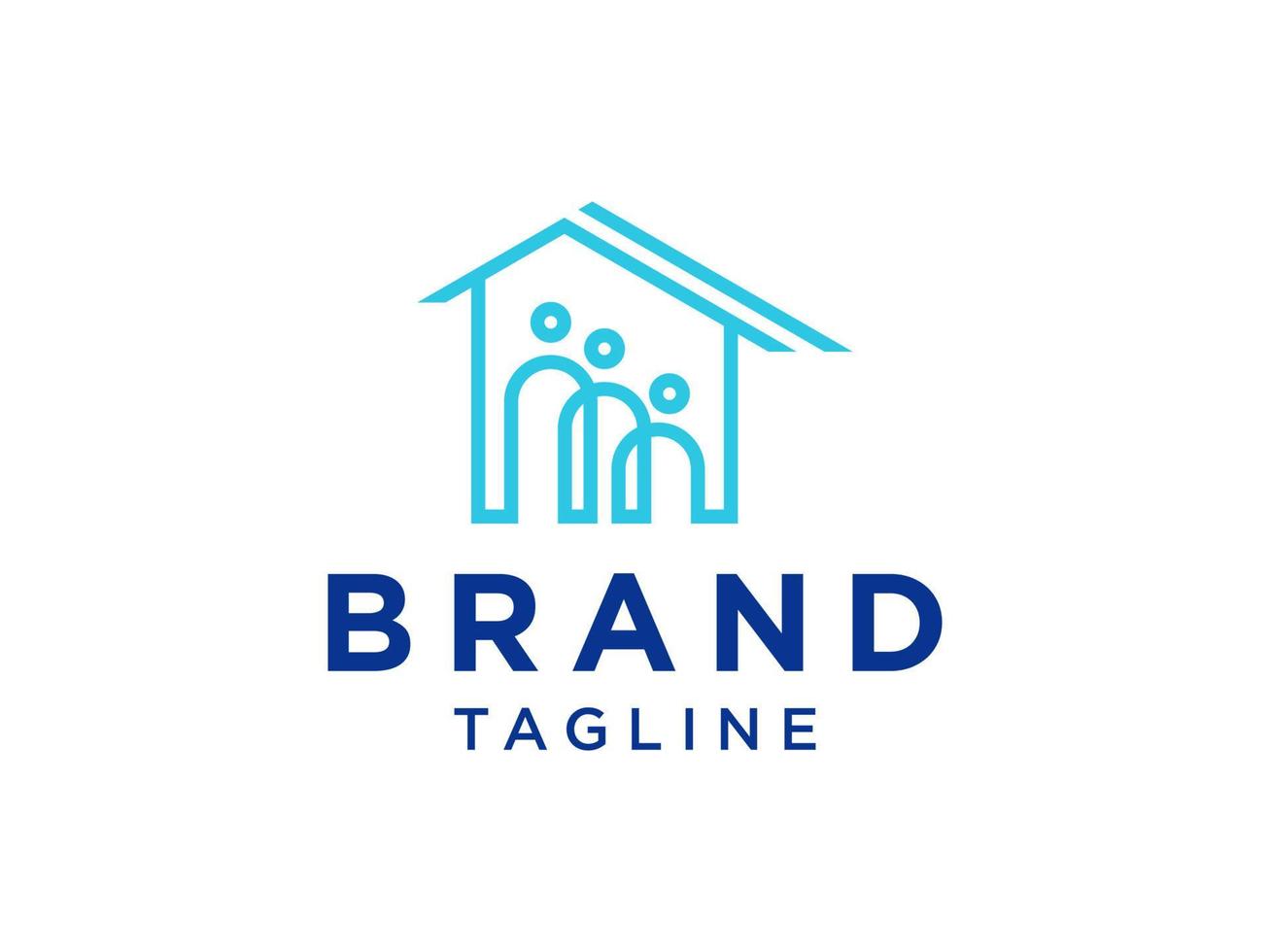 Family Home Logo. House Icon with People inside isolated on White Background. Flat Line Vector Logo Design Template Element.