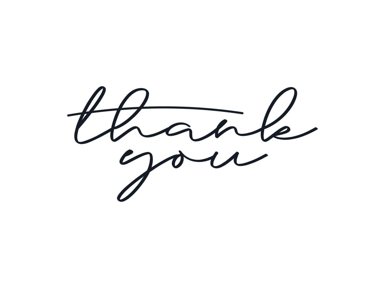 Thank You Text Handwritten Lettering Calligraphy isolated on White Background. Greeting Card Vector Illustration. Flat Vector Design Template Element.
