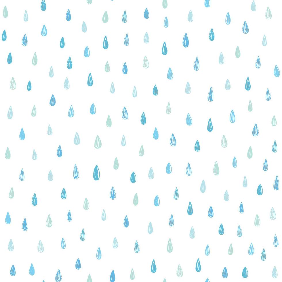 Doodle vector pattern with rain drops. Hand drawn seamless spring abstract background in shades of blue.