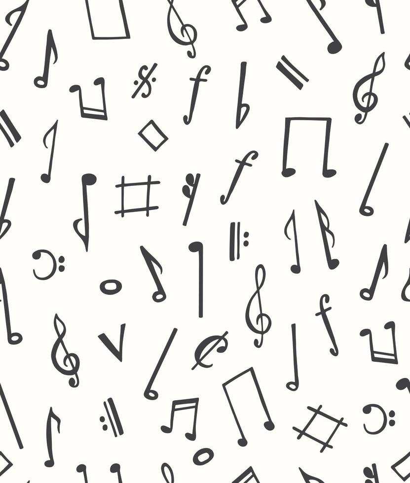 Music notes seamless vector pattern. Abstract background.