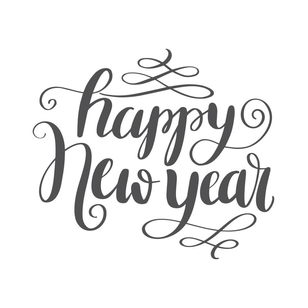 feliz año nuevo mano letras aisladas sobre fondo blanco. elemento de diseño de caligrafía de vacaciones de vector. vector