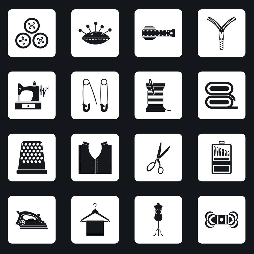 Sewing icons set squares vector