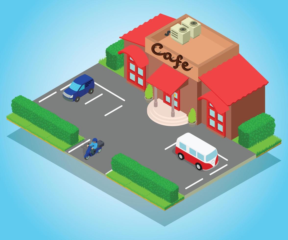 Cafe concept banner, isometric style vector