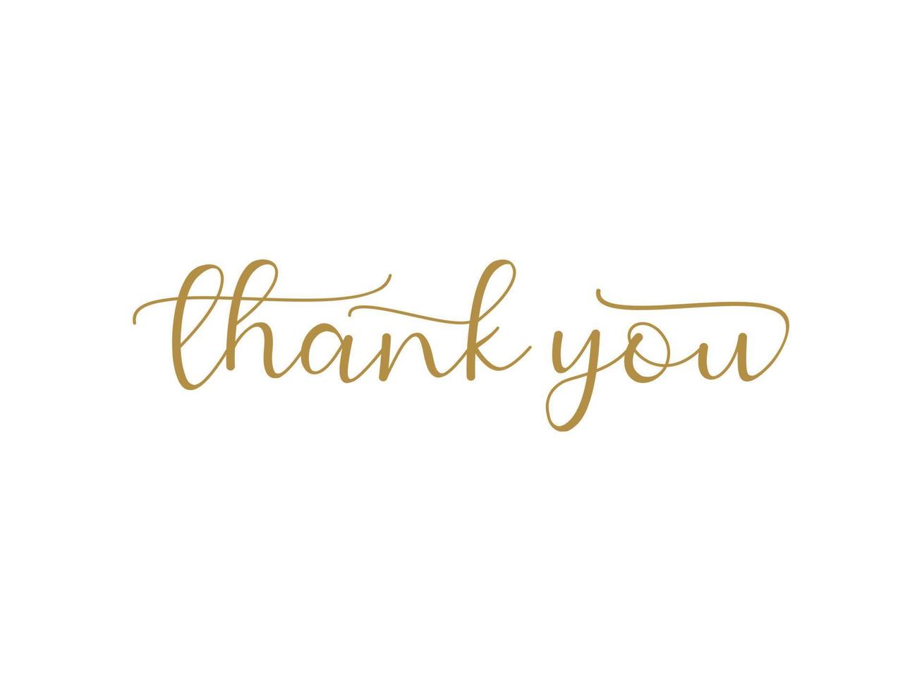 Thank You Card. Gold Text Hand Drawn Calligraphy Lettering isolated On White Background. Flat Vector Illustration Design Template Elements for Greeting Cards.