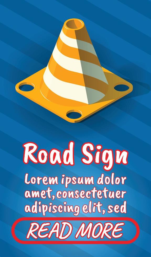 Road sign concept banner, comics isometric style vector