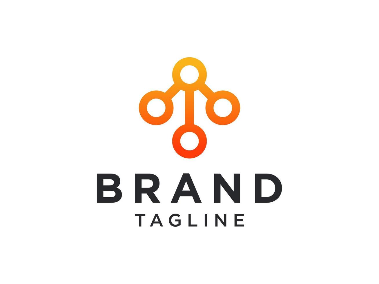 Digital Connecting Logo. Orange Circle Shape with Connected Dots isolated on White Background. Usable for Business and Technology Logos. Flat Vector Logo Design Template Element.
