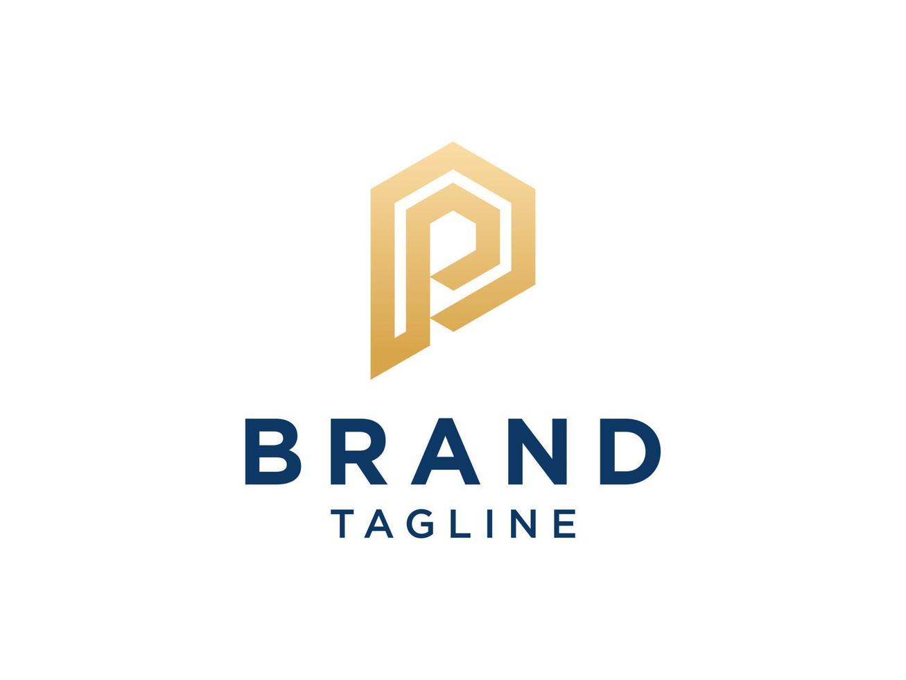 logotipo inicial de la letra p. estilo lineal geométrico dorado aislado sobre fondo blanco. utilizable para logotipos comerciales y de marca. elemento de plantilla de diseño de logotipo de vector plano.