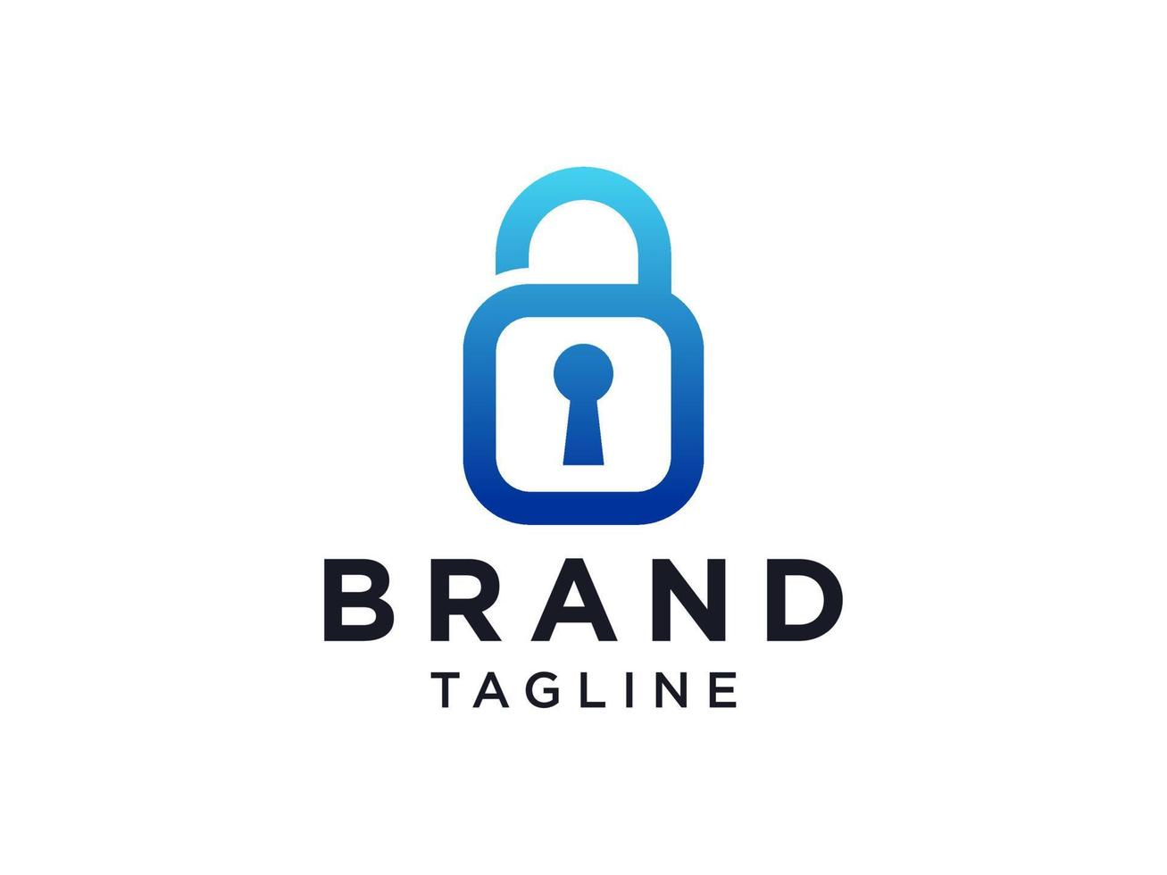 Abstract Lock Sign Security Logo. Flat Line Vector Logo Design Template Element
