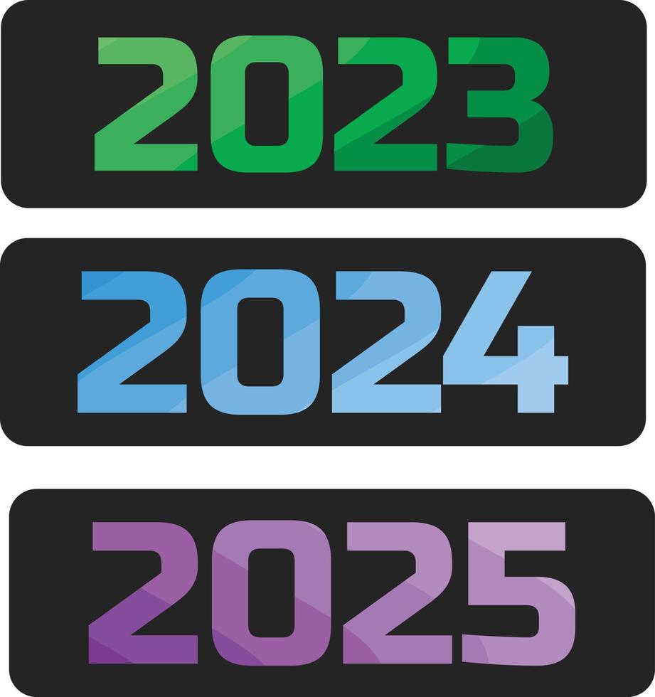 número 2023,2024, 2025 sobre fondo blanco y negro. 2023,2024, 2025 diseño de texto de logotipo. cartel de tipografía de celebración, pancarta o plantilla de diseño de tarjeta de felicitación de feliz año nuevo. ilustración vectorial vector