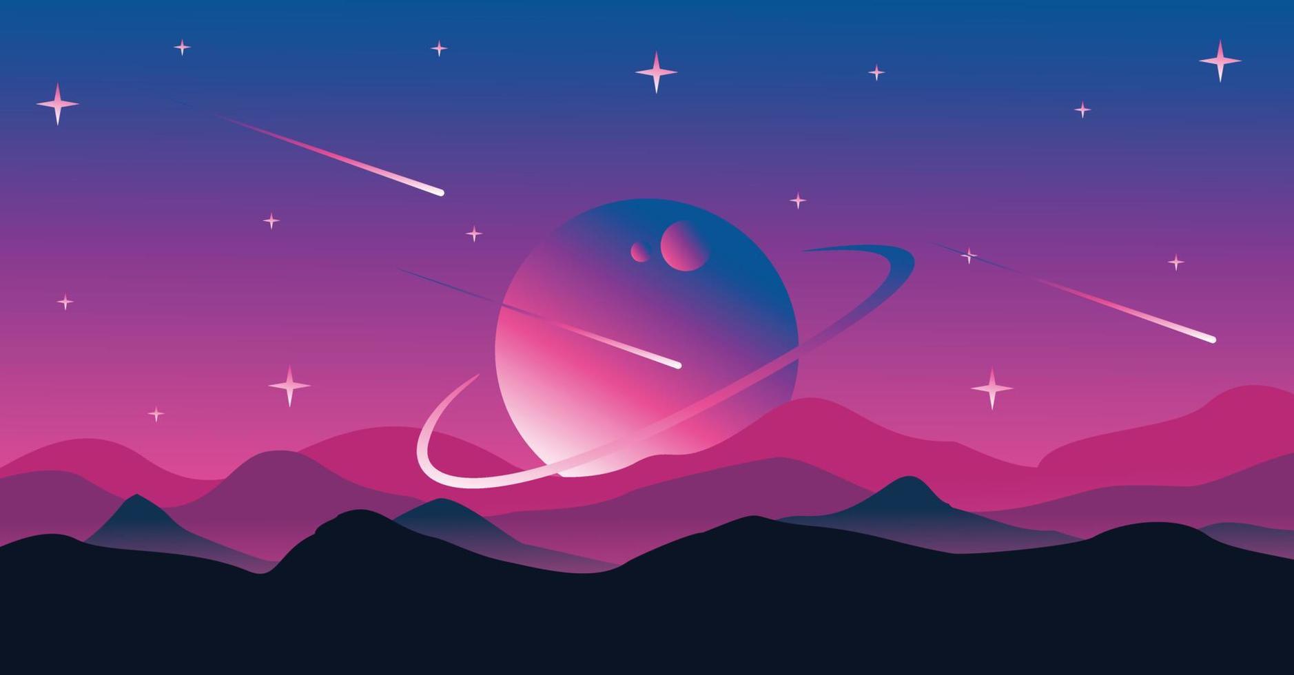 space and planetary backgrounds. Planetary surface with mountains