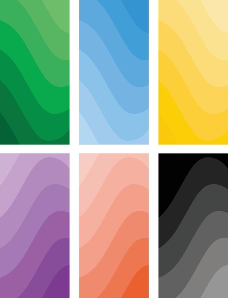 gradation background set. red, green, yellow, purple, black, blue vector