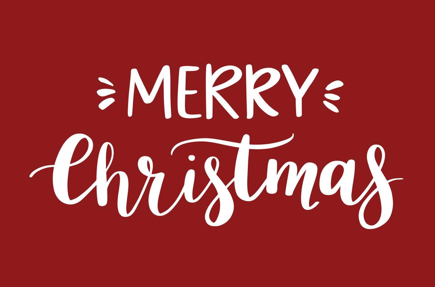 Hand drawn Merry Christmas lettering. Handwritten Christmas modern calligraphy. Greeting card design. vector