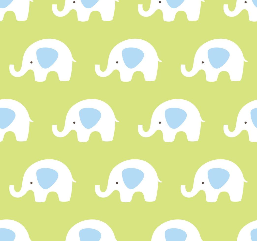 Vector seamless elephants pattern. Cute green and blue texture background.