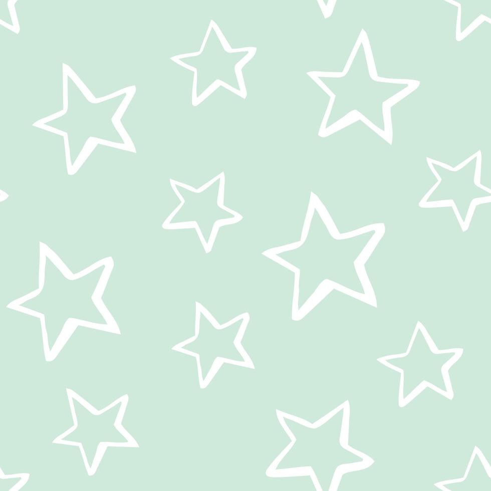 Hand drawn star seamless pattern. Vector doodle background.