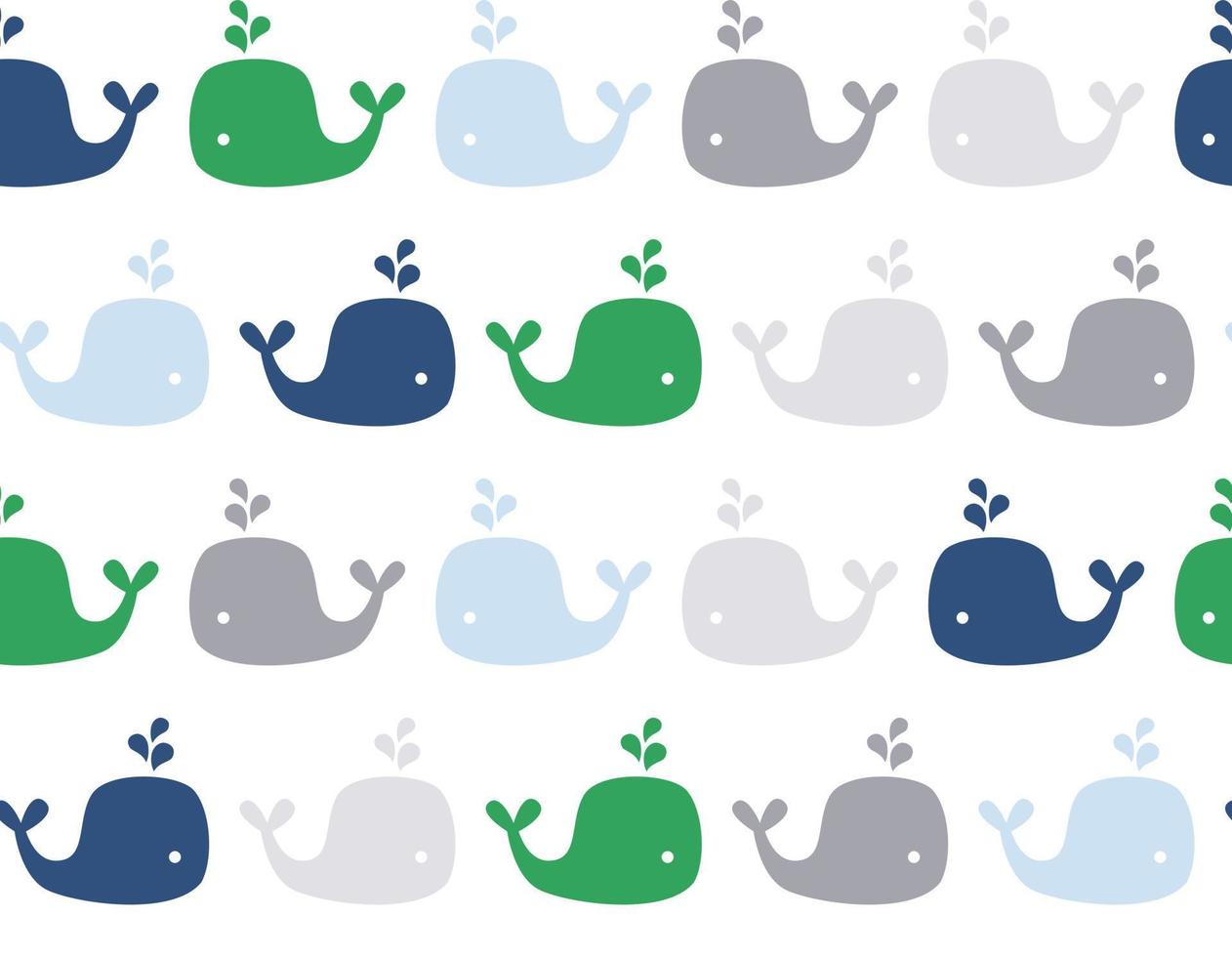 Cute whale vector pattern. Seamless background in scandinavian style. Baby boy print.