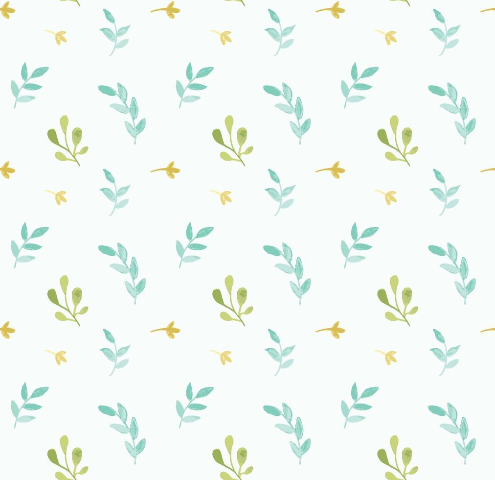 Leaves and branches vector pattern in hand drawn watercolor style. Delicate seamless background.