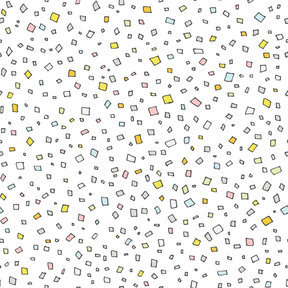 Confetti vector pattern. Doodle abstract seamless background with hand drawn rectangular shapes.