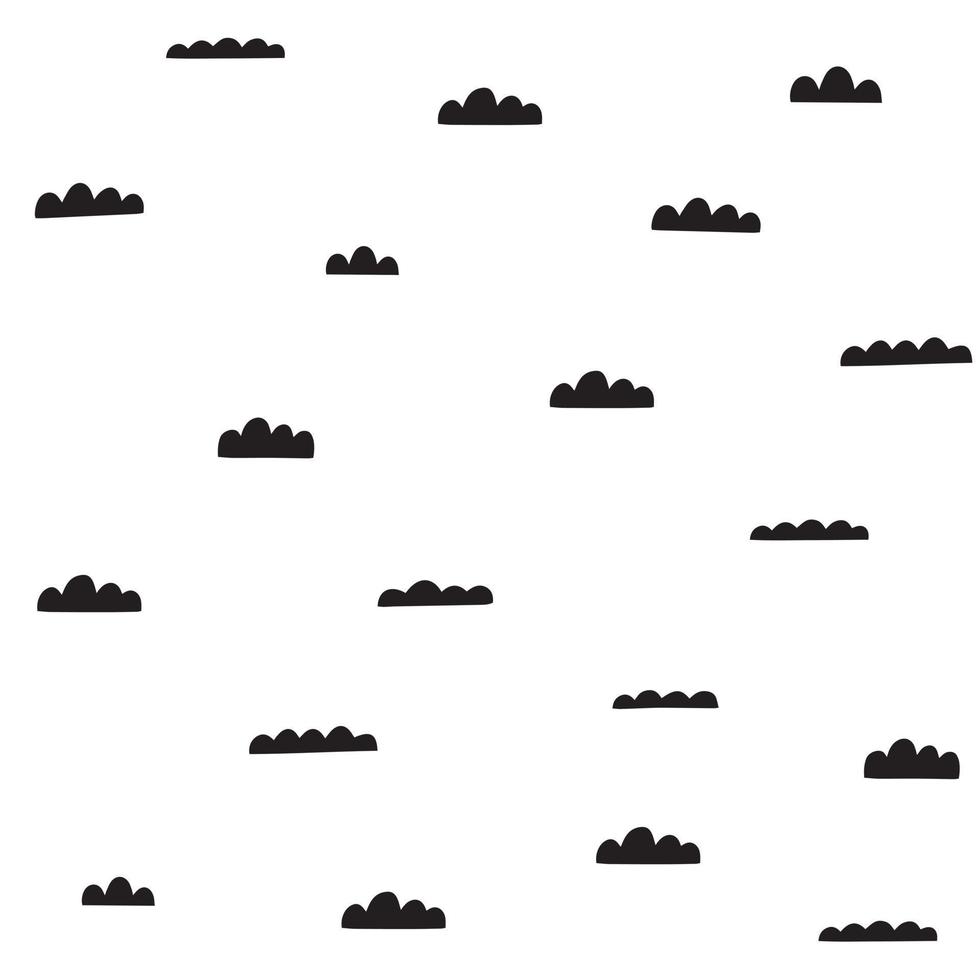 Cloud vector pattern in scandinavian style. Hand drawn doodle seamless background.
